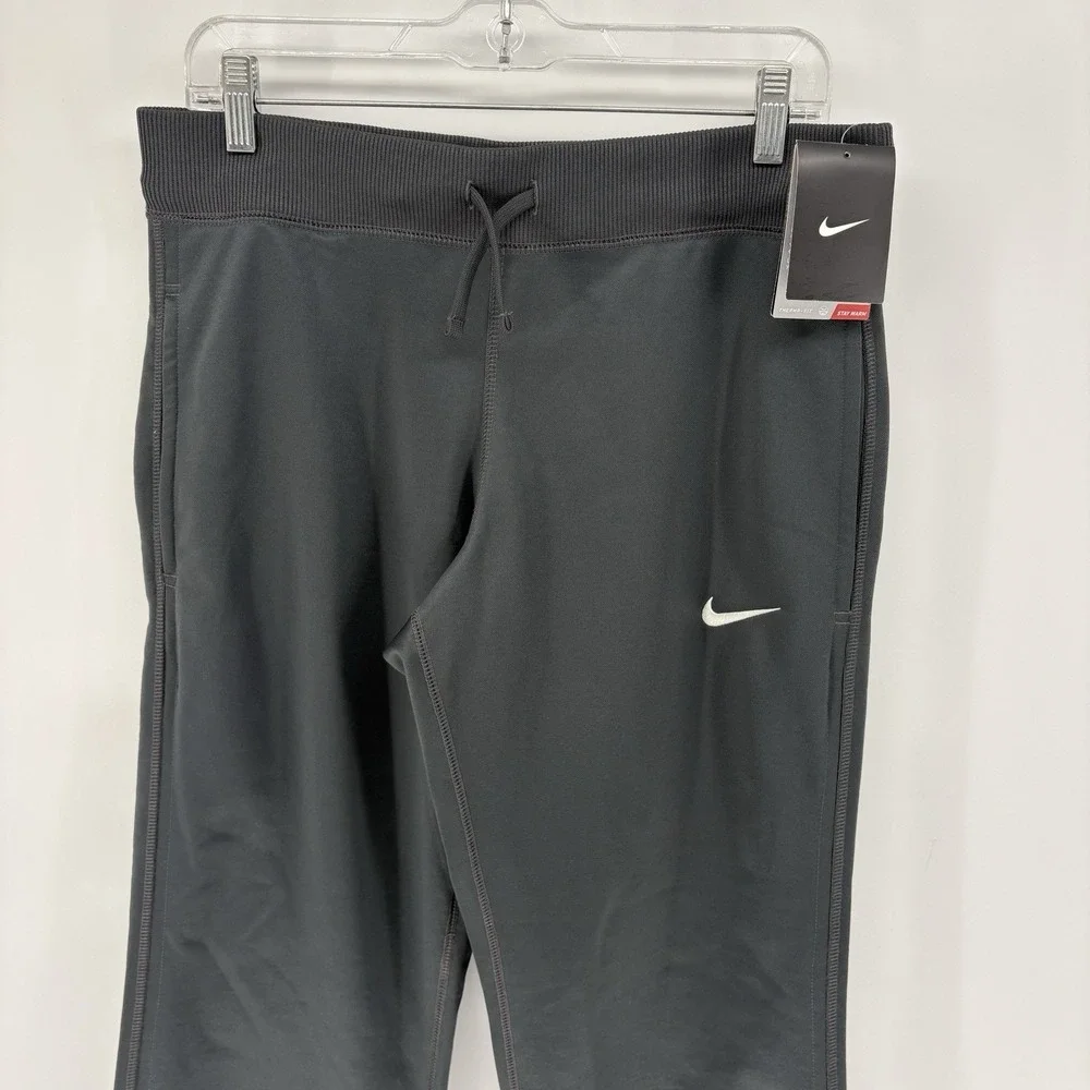 New Nike Therma Fit Gray Straight Leg Ankle Zip‎ Sweatpants Stretch Tech Women S